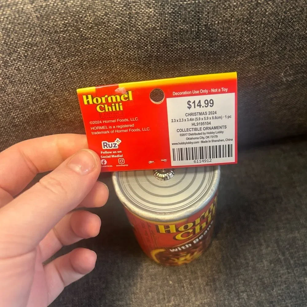 Hormel Chili With Beans Christmas Ornament Can Foodie Gag Gift
